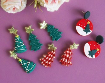 Boucles d'oreilles arbre de Noël, Boucles d'oreilles en polymère, Boucles d'oreilles de Noël, Boucles d'oreilles cadeaux, Boucles d'oreilles d'hiver, Boucles d'oreilles tendance, Cadeaux pour elle