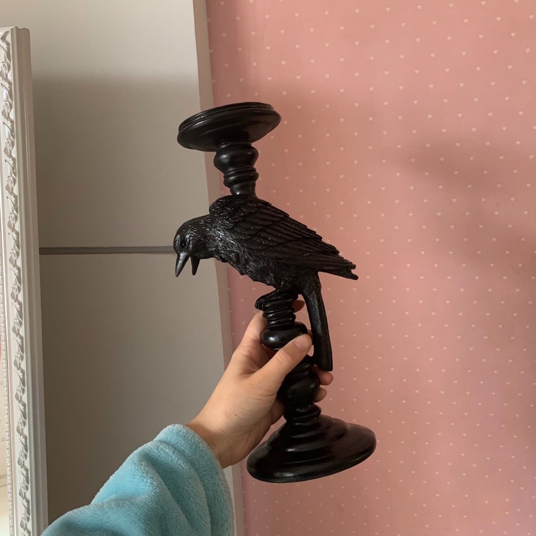 Crow Candlesticks Vintage Candle Holder Resin Candlesticks Etsy