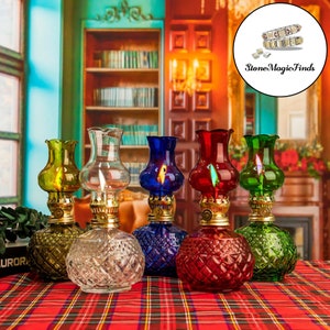 Antique Oil Lamp, Vintage Oil Lamp, Glass Oil Lamp, Kerosene Lamp, Decorative Oil Lamp, Paraffin Oils Lantern, Blue Oil Lamp, Christmas Gift