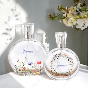 Personalized Round Glass Perfume Bottle,Custom Name Perfume Bottle,Perfume Gift,Wedding Gift,Birthday Gift,Mother Gift,Bridal Gift,Reusable