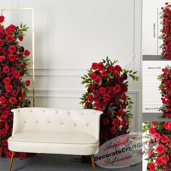 Customized Wedding Stage Arch Flowers Burgundy Series Floral Arrangement Outdoor Wedding Backdrop main image 0