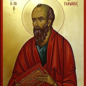 Saint Paul hand painted Byzantine icon on wood 22 karats gold leaf