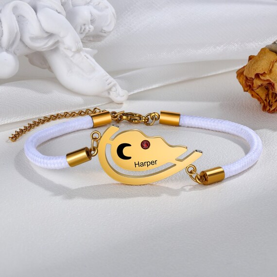 Birthstone Bracelet Couple Set 2pcs custom Name Bracelets Gift for