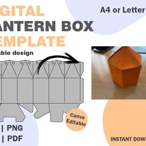 Modello di scatola regalo lanterna, formati PNG SVG DXF PDF, scatola contorta lanterna, modello di scatola di carta, scatola cricut SVG PNG, scatola di circuito, scatola di carta