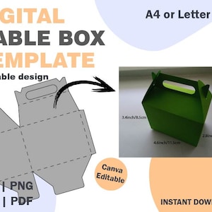 Gable Box Template, SVG DXF PDF png formats, gift packaging box, box template, paper box template, box cut file, paper box cutting, box svg