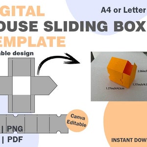 House Sliding Box, SVG DXF PDF Png Formats, Paper House Sliding Box ...