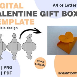 Valentine Small Gift Box Template, SVG DXF PDF png formats, cricut svg png box, paper template box, soap packaging, candle packaging svg png