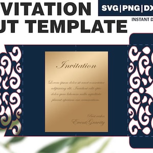 Wedding Invitation Foldable Paper Cut Template, SVG DXF PDF, cricut template, gift template, invitation cut vector, birthday invitation svg