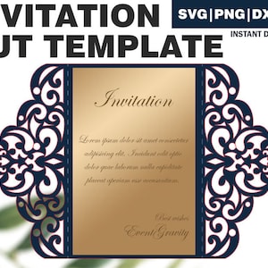 Wedding Invitation Foldable Paper Cut Template, SVG DXF PDF, cricut template, gift template, invitation cut vector, birthday invitation svg