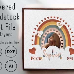 3D Custom Baby Shadow Box Bundle, SVG DXF PDF ai formats, baby photo shadow box, cute baby gift, shadow box with photo, new born baby svg