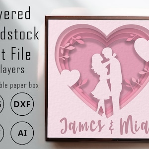 3D Pair Lovers Shadow Box Bundel, SVG DXF PDF ai formaten, liefde regenboog, paar liefhebbers, namen liefde, Layered Paper Art, Cricut en Silhouette