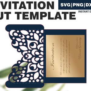 Wedding Invitation Foldable Paper Cut Template, SVG DXF PDF, cricut template, gift template, invitation cut vector, birthday invitation svg