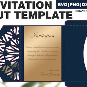 Wedding Invitation Foldable Paper Cut Template, SVG DXF PDF, cricut template, gift template, invitation cut vector, birthday invitation svg