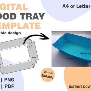 Modello scatola vassoio per alimenti, formati PNG SVG DXF PDF, scatola vassoio per alimenti, vassoio per alimenti in carta, scatola per imballaggio alimentare, scatola di carta per alimenti in formato SVG, scatola modello