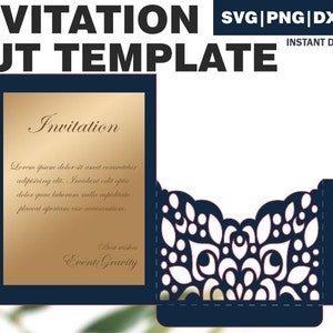 Wedding Invitation Foldable Paper Cut Template, SVG DXF PDF, cricut template, gift template, invitation cut vector, birthday invitation svg