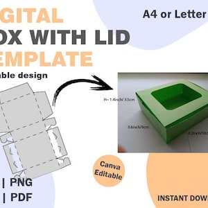 Doos met open deksel sjabloon, SVG DXF PDF png formaten, doos sjabloon, papieren doos, cricut doos, snijdoos, papieren doos svg, snijpapier svg doos