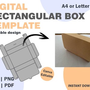 Rechteckige Box Vorlage, SVG DXF PDF PNG Formate, rechteckige Papierbox Vorlage, Cut Box Vorlage, Schneidevorlage, Cricut Box, Box