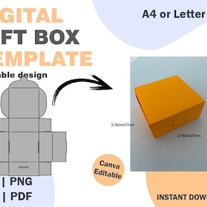 Gift Box Template SVG DXF PDF png formats, paper box template, cut box template, cutting template, cricuit box, resizable box template svg