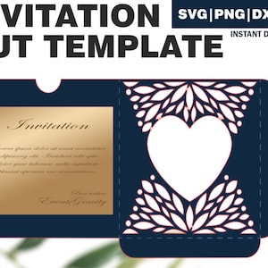 Wedding Heath Invitation Foldable Paper Cut Template, SVG DXF PDF, cricut template, gift template, invitation cut vector, birthday invite