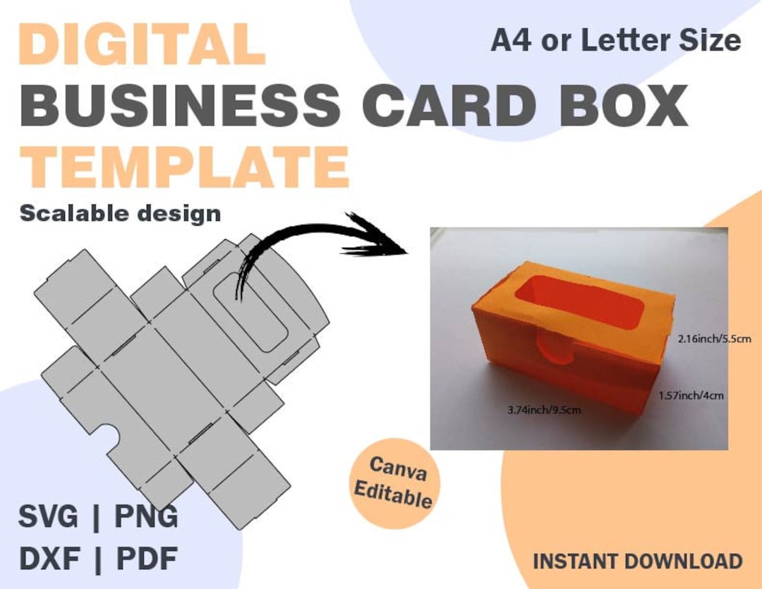 US Business Cards Box Cutting Template, SVG DXF Pdf Png Formats, Business Cards Box Template