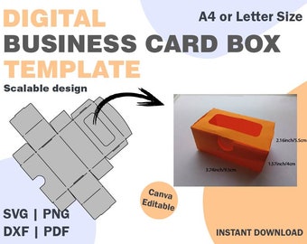 US Business Cards Box Cutting Template, SVG DXF pdf png formats, business cards box template, paper folding template svg, paper box cricut