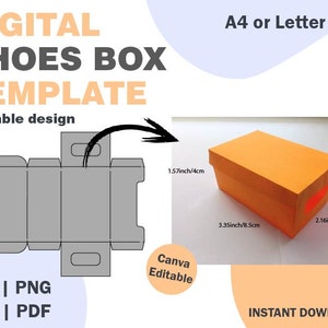 Shoes Box Packaging Template, SVG DXF PDF png formats, paper box template svg, paper packaging svg png, package box, shoe box cut file svg
