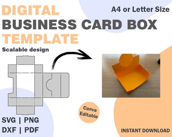 Business Cards Box Cutting Template, SVG DXF pdf png formats, business cards box template, paper folding template svg, paper box cricut svg