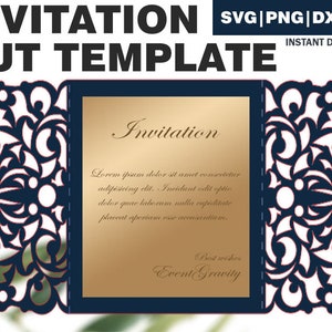 Wedding Invitation Foldable Paper Cut Template, SVG DXF PDF, cricut template, gift template, invitation cut vector, birthday invitation svg