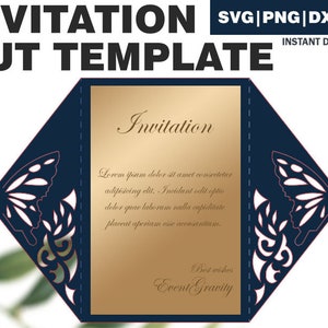 Wedding Butterfly Invitation Foldable Paper Cut Template, SVG DXF PDF, cricut template, gift template, invitation cut vector, birthday svg