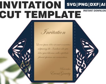 Wedding Butterfly Invitation Foldable Paper Cut Template, SVG DXF PDF, cricut template, gift template, invitation cut vector, birthday svg