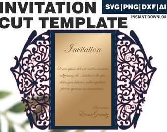 Wedding Butterfly Invitation Foldable Paper Cut Template, SVG DXF PDF, cricut template, gift template, invitation cut vector, birthday svg