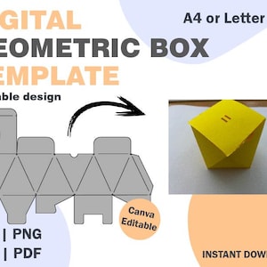 Geometric Box With Template, SVG DXF PDF png formats, geometric paper template, candy box svg, paper svg png box, cricut box, template svg