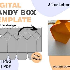 Plantilla de caja Candy Dove Tail, formatos SVG DXF PDF png, plantilla de caja, vector cricuit de caja, plantilla de caja de regalo, caja de papel de caja de dulces, caja de pegamento