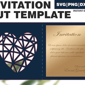 Wedding Heath Invitation Foldable Paper Cut Template, SVG DXF PDF, cricut template, gift template, invitation cut vector, birthday invite