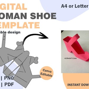Frau Schuhkarton Vorlage SVG DXF PDF png Formate, niedliche Frau Schuh Papierverpackung, Geschenk Verpackung, Frau Schuh, svg png niedlich, Papierfaltung
