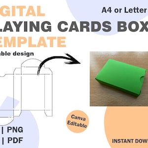 Spielkarte Box Vorlage, SVG DXF PDF PNG Formate, quadratische Kartenbox Vorlage, Box Cricut Vektor, Geschenkbox Vorlage, Push Box, Klebebox svg