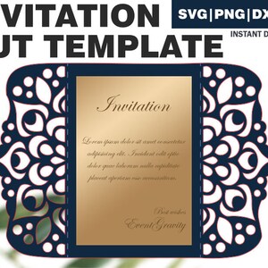 Wedding Invitation Foldable Paper Cut Template, SVG DXF PDF, cricut template, gift template, invitation cut vector, birthday invitation svg