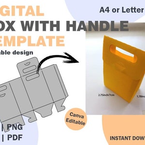 Box With Handle Template, SVG DXF PDF png formats, paper gift box, paper template, cricut box packaging, svg png box svg template cut box