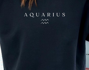 Sudadera de Acuario, suéteres de regalo de cumpleaños, regalos de cumpleaños del zodíaco, sudaderas con los signos del zodiaco de enero y febrero, suéteres del horóscopo, K020