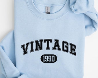 Vintage 1990 Sweatshirt, 1990 Classic Sweater, 35th Birthday Gift For Men, 1990 Retro Shirt, Birthday Outfit Shirt, 1990 Party Shirt, K130