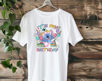Camiseta de cumpleaños de Stitch de Disney, camiseta de "Es mi cumpleaños", camiseta a juego para la familia Disney, camiseta de Stitch para fiesta de niña, camiseta de cumpleaños de Stitch, D035