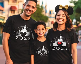Camisetas de Disneyland 2025, camisetas familiares a juego de Mickey y Minnie, vacaciones familiares de Disney, camiseta de Mickey, dibujo de Minnie, camiseta infantil de Disney, G096