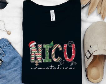 Santa's favoriete NICU-verpleegster sweater, kerst neonatale eenheid ronde hals, leuke vakantie verpleegster cadeau, winter top pasgeboren verpleegkundige, G146