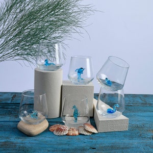 Set of 6 water glass with sea figurines