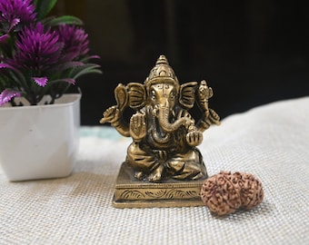 Messing Lord Ganesha Idol: Hindu Gott des Wissens, Home Decor