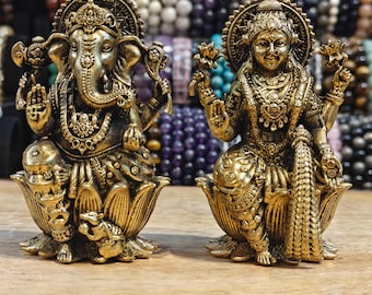 Conjunto de ídolos de latão Ganesh Lakshmi: Diwali Puja Murti, decoração para casa