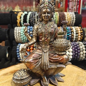 Bonded Bronze Lakshmi Statue,Goddess of Wealth Figurine,Dhan Lakshmi statue,Handmade Hindu Devi Sculpture,Prosperity&Fortune Idol,Home decor
