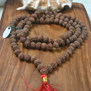Natural 8 face/mukhi rudraksha mala,12mm, 108+1 beads, Prayer beads, Rudraksha Japa mala, Rudraksha for Lord Ganesha,Planet Ketu.