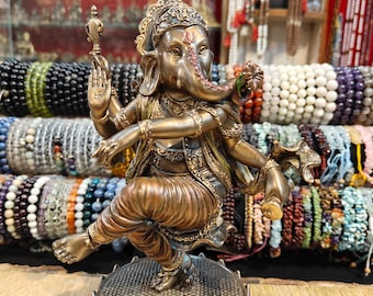 Estatua de Ganesha danzante: ídolo de Ganapti de 20 cm, figura de Vinayak, ídolo hindú de la buena suerte, decoración del hogar