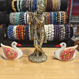 Statue de Krishna en laiton : idole légère de dieu hindou pour la maison Puja
